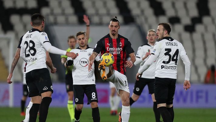 Zlatan Ibrahimovic (attaccante AC Milan), qui durante Spezia-Milan 2-0 (Serie A 2020-2021) | News (Getty Images) 
