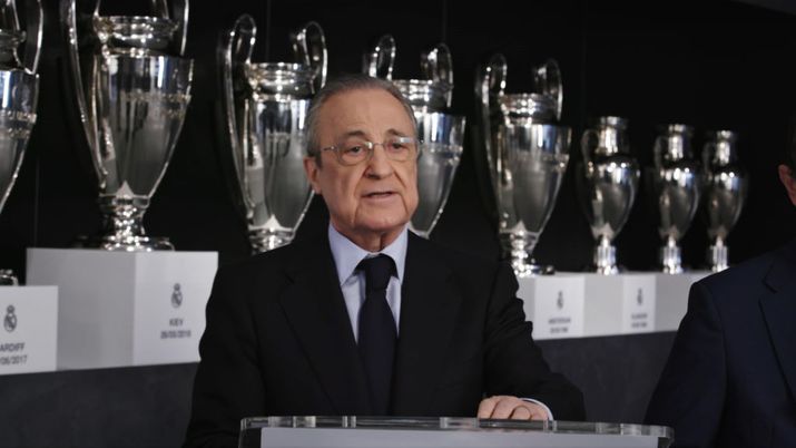 UNSPECIFIED - UNSPECIFIED DATE: In this handout screengrab released on April 24, Florentino Perez, President of Real Madrid excepts the Laureus Sport for Good Society Award on behalf of the Real Madrid Foundation during the Laureus World Sports Awards 2022 Virtual Award Ceremony. (Photo by Handout/Laureus via Getty Images) Superlega, la UEFA ha il monopolio sul calcio europeo? La Corte di Giustizia UE chiamata a una decisione - immagine 1