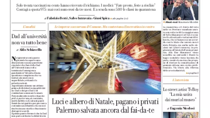 Prima Pagina, La Repubblica: “Un milione di siciliani in ritardo sulla terza dose“ - immagine 1