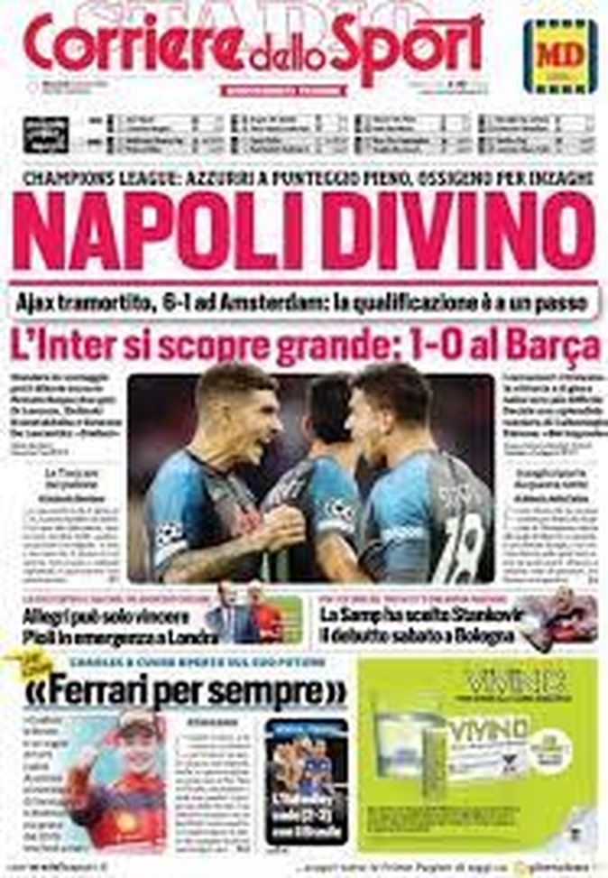 Prima pagina Corriere dello Sport 05/10/2022