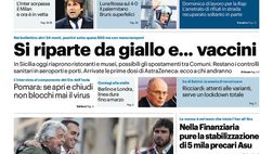 Prima Pagina, Giornale di Sicilia: “Si riparte da giallo e… vaccini. In Sicilia oggi riaprono ristoranti e musei”
