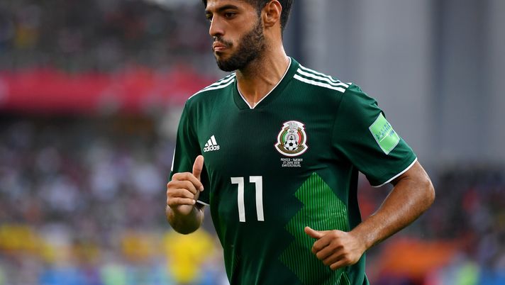 YEKATERINBURG, RUSSIA - JUNE 27:  Carlos Vela of Mexico looks on during the 2018 FIFA World Cup Russia group F match between Mexico and Sweden at Ekaterinburg Arena on June 27, 2018 in Yekaterinburg, Russia.  (Photo by Hector Vivas/Getty Images) 