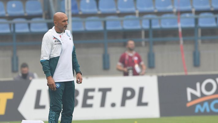 KRAKOW, POLAND - AUGUST 04: Head Coach Luciano Spalletti of Napoli during the Pre-Season Friendly match between Wisla Krakow and SSC Napoli at  on August 04, 2021 in Krakow, Poland. (Photo by SSC NAPOLI/SSC NAPOLI via Getty Images) 