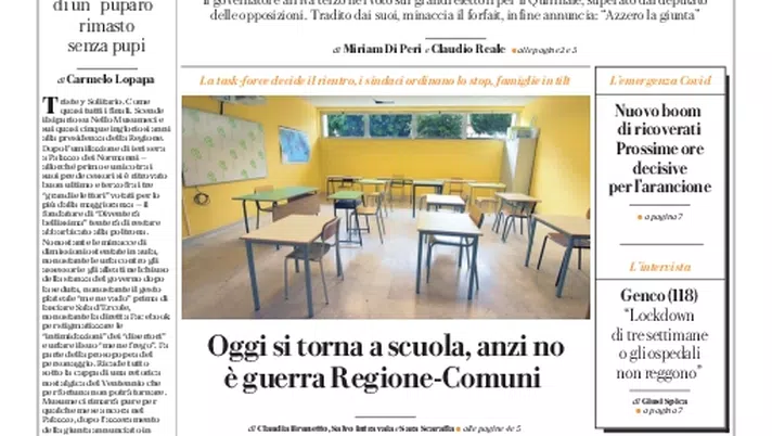 Prima Pagina, La Repubblica-Palermo: “La disfatta di Musumeci” - immagine 1