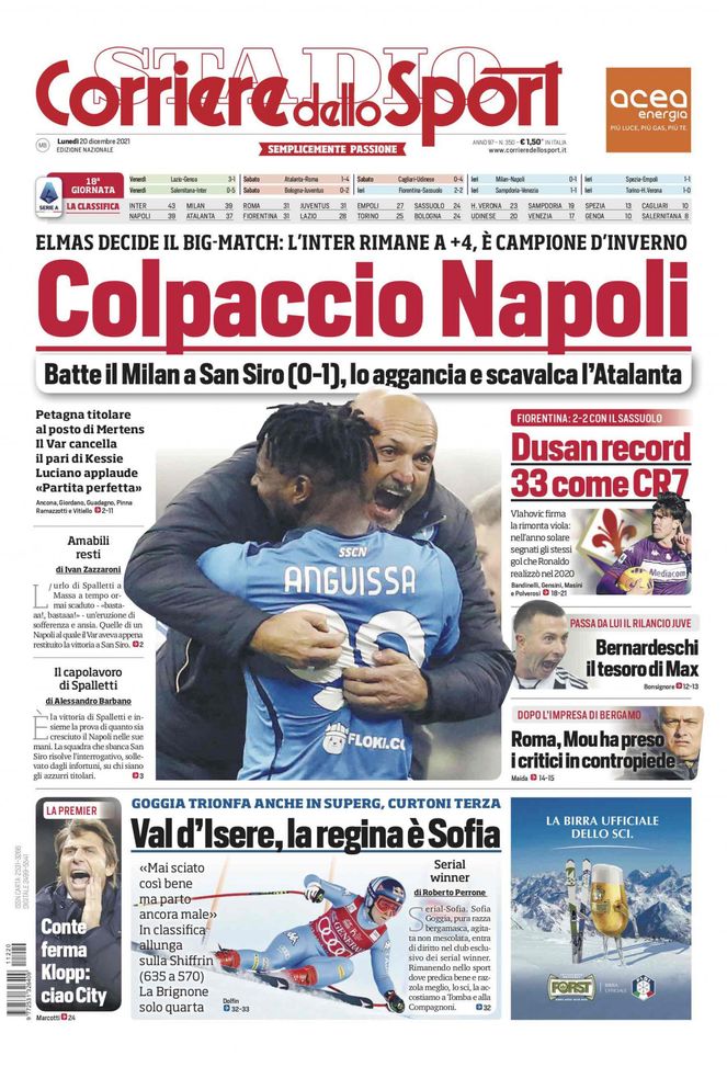 Prima Pagina, Corriere dello Sport: “Colpaccio Napoli. Dusan record, 33 come CR7” - immagine 1