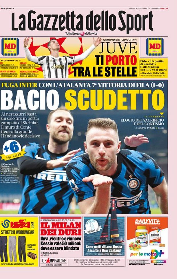 Prima Pagina, La Gazzetta dello Sport: “Bacio scudetto. Juve, ti Porto tra le stelle”  Prima Pagina, La Gazzetta dello Sport: “Bacio scudetto. Juve, ti Porto tra le stelle”