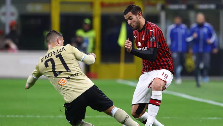 Theo Hernandez e Gabriel Strefezza in Milan-Spal, Getty Images