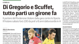 Messaggero Veneto: Pordenone, Di Gregorio e Scuffet, tutto partì un girone fa