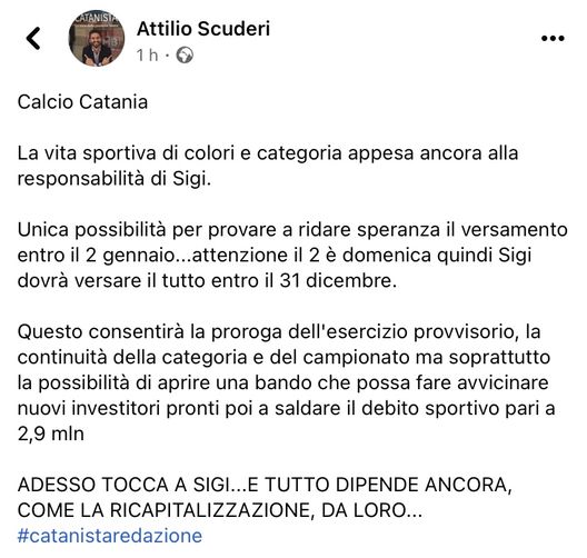 Catania, corsa contro il tempo: Sigi e la scadenza da rispettare per finire la stagione- immagine 2
