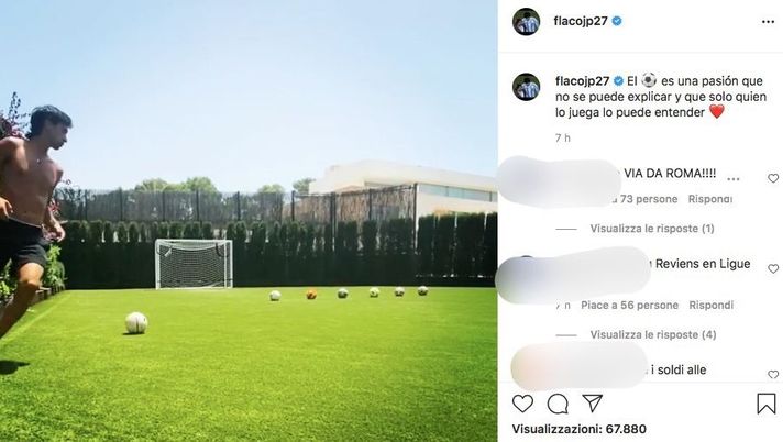 Roma, Pastore escluso dal ritiro: l&#8217;ex Palermo si allena nel giardino di casa 