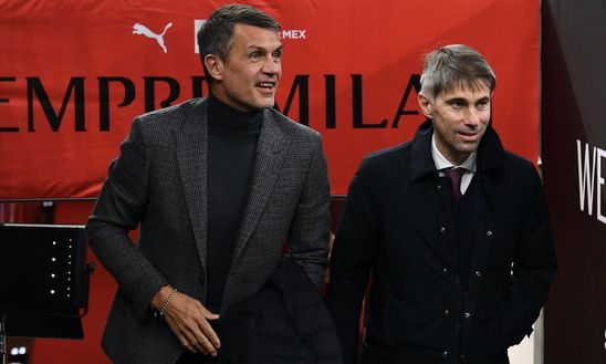 Paolo Maldini e Frederic Massara (dirigenti AC Milan), responsabili delle operazioni di calciomercato dei rossoneri | Milan News (Getty Images) Maldini Massara AC Milan Calciomercato Milan