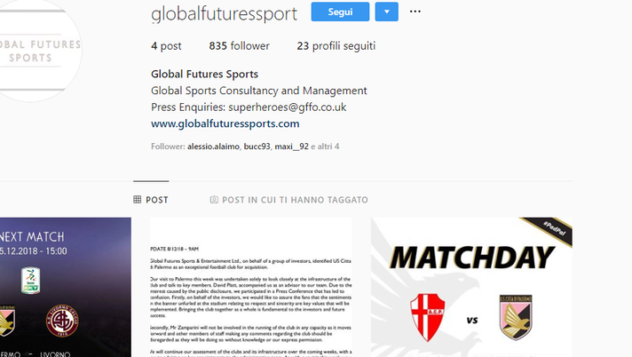 Global Futures Sports: &#8220;Il nostro team tornerà a Palermo questa settimana&#8221; 