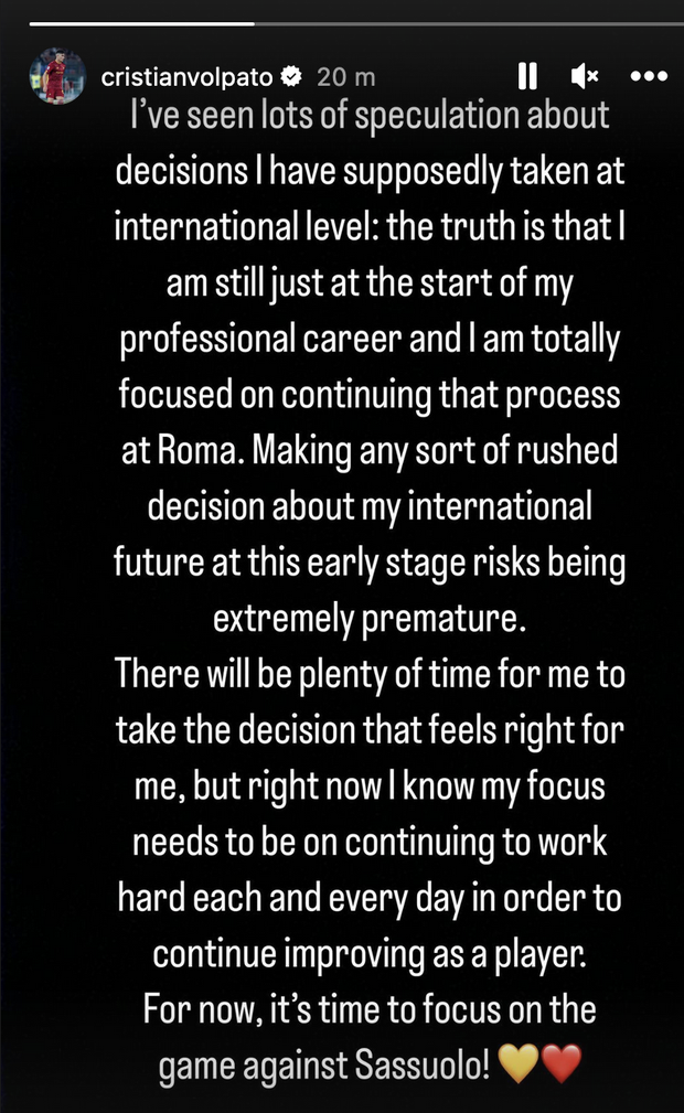 Volpato fa chiarezza sulla nazionale: “Ogni decisione è prematura, testa alla Roma”- immagine 2