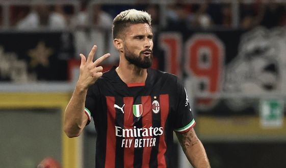 Olivier Giroud (attaccante AC Milan), qui durante Milan-Dinamo Zagabria 3-1 (Champions League 2022-2023) | News (Getty Images)