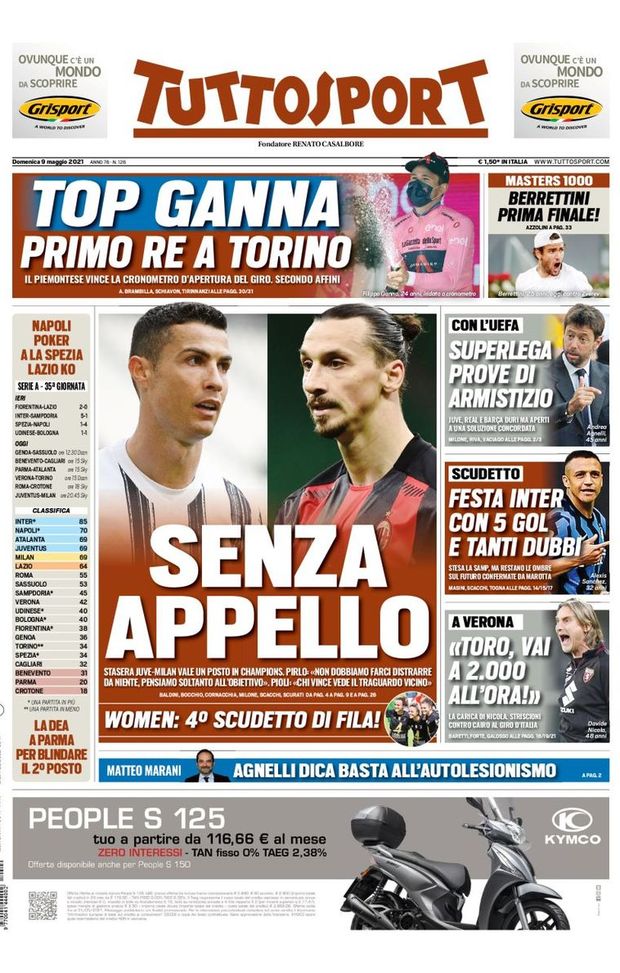 Prima Pagina, Tuttosport: “Senza appello. Festa Inter con 5 gol e tanti dubbi” Prima Pagina, Tuttosport: “Senza appello. Festa Inter con 5 gol e tanti dubbi”