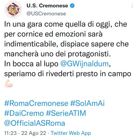 Cremonese da applausi per Gini: vigilia all’Olimpico, in bocca al lupo a Wijnaldum- immagine 2