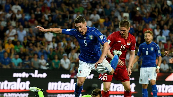 UDINE, ITALY - JUNE 11:  Andrea Belotti of Italy in ation during the FIFA 2018 World Cup Qualifier between Italy and Liechtenstein at Stadio Friuli on June 11, 2017 in Udine, Italy.  (Photo by Claudio Villa/Getty Images) 