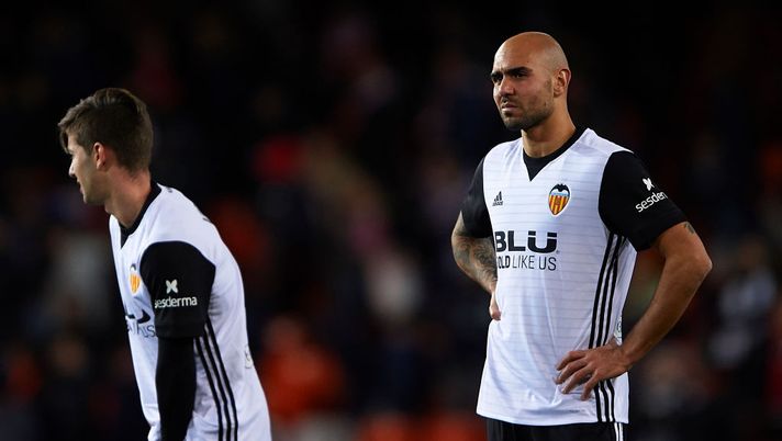 VALENCIA, SPAIN - FEBRUARY 08:  Simone Zaza of Valencia CF reacts during the Copa del Rey semi-final second leg match between Valencia and Barcelona on February 8, 2018 in Valencia, Spain.  (Photo by Manuel Queimadelos Alonso/Getty Images) 
