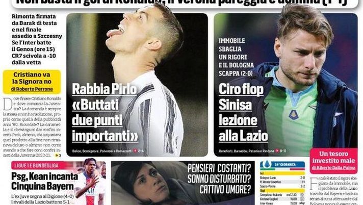 Il Corriere dello Sport, la prima pagina di oggi, domenica 28 febbraio 2021 