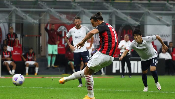 21 settembre 2020, Milan-Bologna 2-0: Zlatan Ibrahimovic a segno su calcio di rigore (credits: GETTY Images) 