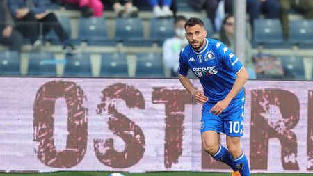 EMPOLI, ITALY - APRIL 09: Nedim Bajrami of Empoli FC in action during the Serie A match between Empoli FC v Spezia Calcio on April 9, 2022 in Empoli, Italy. (Photo by Gabriele Maltinti/Getty Images)