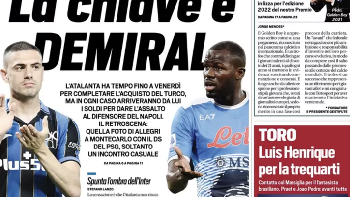 Prima Pagina, Tuttosport: “Disastro azzurro, cinque passi indietro. Koulibaly-Juve” prima pagina