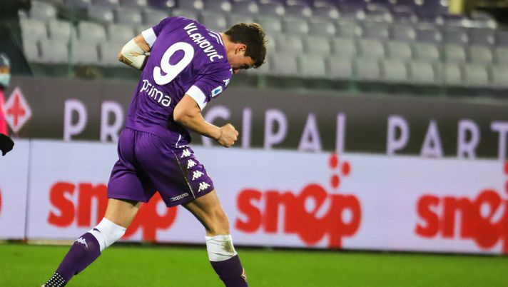 GERMOGLI PH 10 GENNAIO 2020 CAMPIONATO SERIE A DI CALCIO STADIO ARTEMIO FRANCHI FIORENTINA VS CAGLIARI NELLA FOTO ESULTANZA GOL VLAHOVIC 