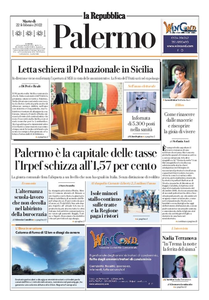 Prima Pagina, La Repubblica-Palermo: “Capitale delle tasse. Il Pd…” Prima Pagina