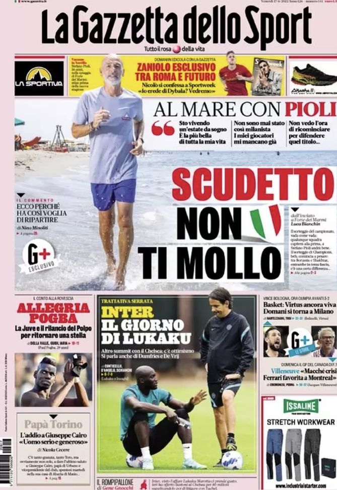 Prima Pagina, La Gazzetta dello Sport: “Scudetto, non ti mollo. Il giorno di Lukaku”  Prima Pagina, La Gazzetta dello Sport: “Scudetto, non ti mollo. Il giorno di Lukaku” - immagine 1