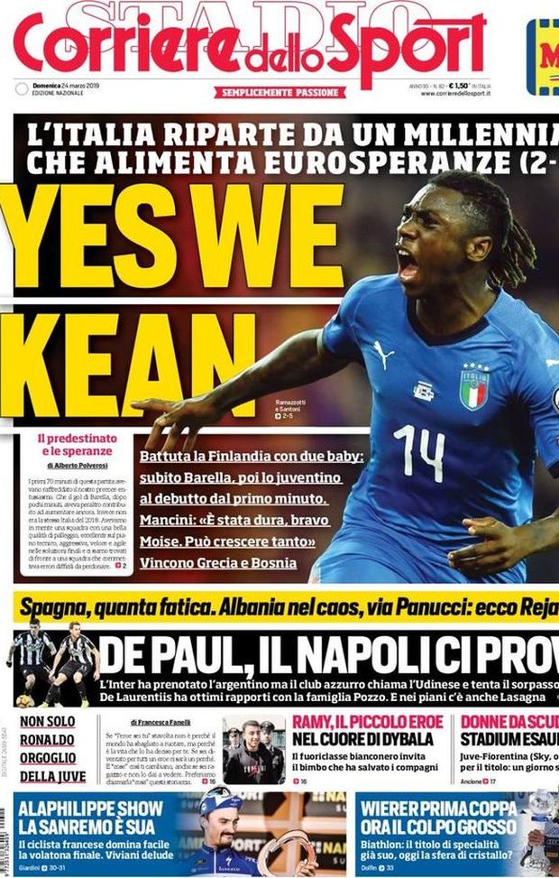Prima Pagina, Corriere dello Sport: “Yes we Kean. De Paul, il Napoli ci prova. Donne da scudetto” Prima Pagina, Corriere dello Sport: “Yes we Kean. De Paul, il Napoli ci prova. Donne da scudetto”