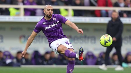FLORENCE, ITALY - FEBRUARY 19: Sofyan Amrabat of ACF Fiorentina in action during the Serie A match between ACF Fiorentina and Empoli FC at Stadio Artemio Franchi on February 19, 2023 in Florence, Italy. (Photo by Gabriele Maltinti/Getty Images)
