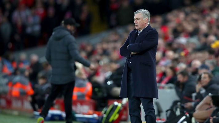 LIVERPOOL, ENGLAND - JANUARY 05: Carlo Ancelotti, Manager of Everton looks on during the FA Cup Third Round match between Liverpool and Everton at Anfield on January 05, 2020 in Liverpool, England. (Photo by Clive Brunskill/Getty Images) LIVERPOOL, ENGLAND - JANUARY 05: Carlo Ancelotti, Manager of Everton looks on during the FA Cup Third Round match between Liverpool and Everton at Anfield on January 05, 2020 in Liverpool, England. (Photo by Clive Brunskill/Getty Images)
