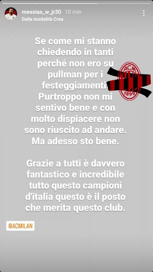 Messias assente alla festa scudetto: il brasiliano spiega il perché | News- immagine 2