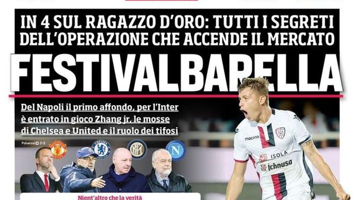Prima Pagina, Corriere dello Sport: “FestivalBarella. La Roma rilancia. Ramsey subito. Real a picco…” 