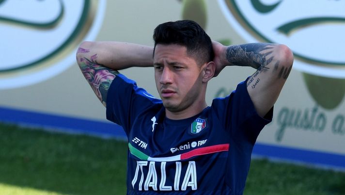 L'attaccante del Milan, Gianluca Lapadula, in allenamento con l'Italia (credits: GETTY Images) Gianluca Lapadula Italia