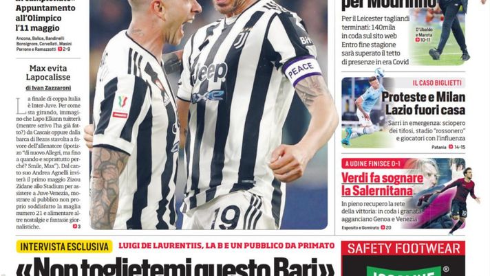 Prima Pagina, Corriere dello Sport: “La finale d’Italia”. De Laurentiis e il Bari…  Prima Pagina, Corriere dello Sport: “La finale d’Italia”. De Laurentiis e il Bari… - immagine 1
