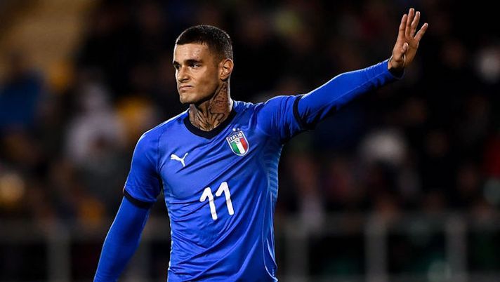 TALLAGHT, IRELAND - OCTOBER 10: Gianluca Scamacca of Italy during the UEFA U21 Championships Qualifier match between the Republic of Ireland and Italy at Tallaght Stadium on October 10, 2019 in Tallaght, Ireland. (Photo by Harry Murphy/Getty Images) Scamacca non si ferma più, è doppietta con l’Under 21: al Genoa e al fanta… - immagine 1