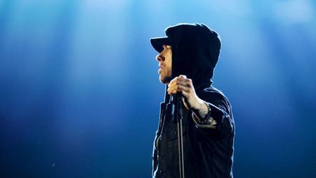 LONDON, ENGLAND - NOVEMBER 12: Eminem performs on stage during the MTV EMAs 2017 held at The SSE Arena, Wembley on November 12, 2017 in London, England. (Photo by Dave J Hogan/Getty Images for MTV)