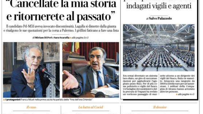 Prima Pagina, La Repubblica-Palermo: “Rifiuti la raccolta peggiore. Orlando a Miceli” prima pagina
