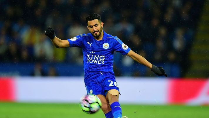 LEICESTER, ENGLAND - MAY 18:  Riyad Mahrez of Leicester City during the Premier League match between Leicester City and Tottenham Hotspur at The King Power Stadium on May 18, 2017 in Leicester, England.  (Photo by Tony Marshall/Getty Images) 