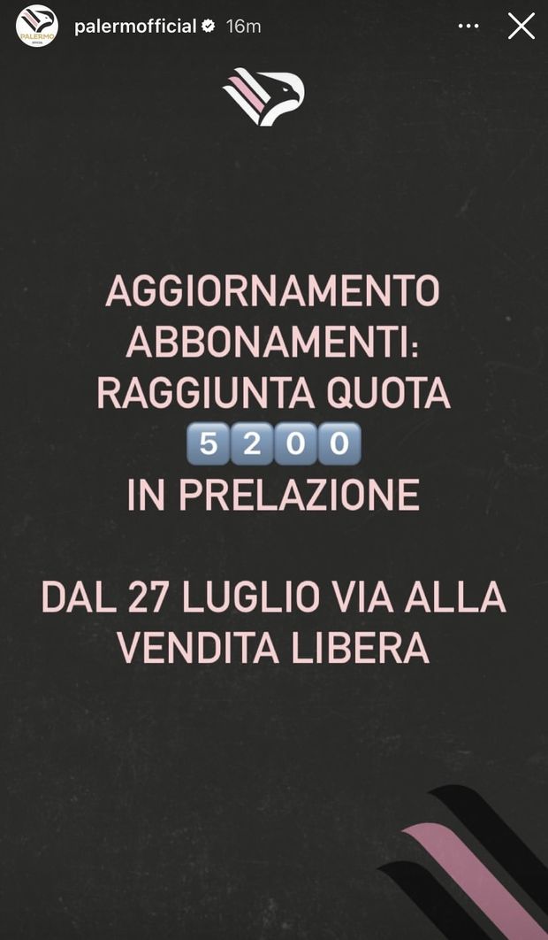 Palermo, raggiunta quota 5.200 abbonamenti: dal 27 luglio la vendita libera- immagine 2