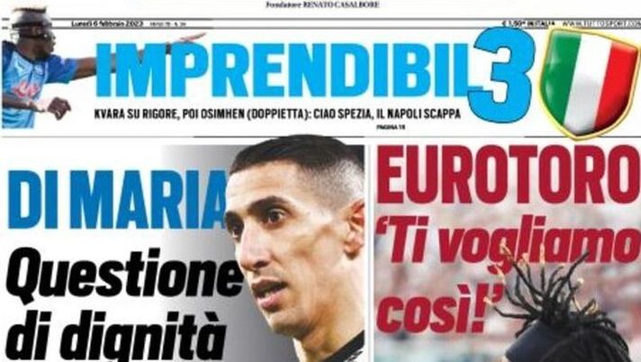 IL NAPOLI SUI MEDIA – Le prime pagine dei giornali di oggi 6 febbraio 2023 - immagine 1
