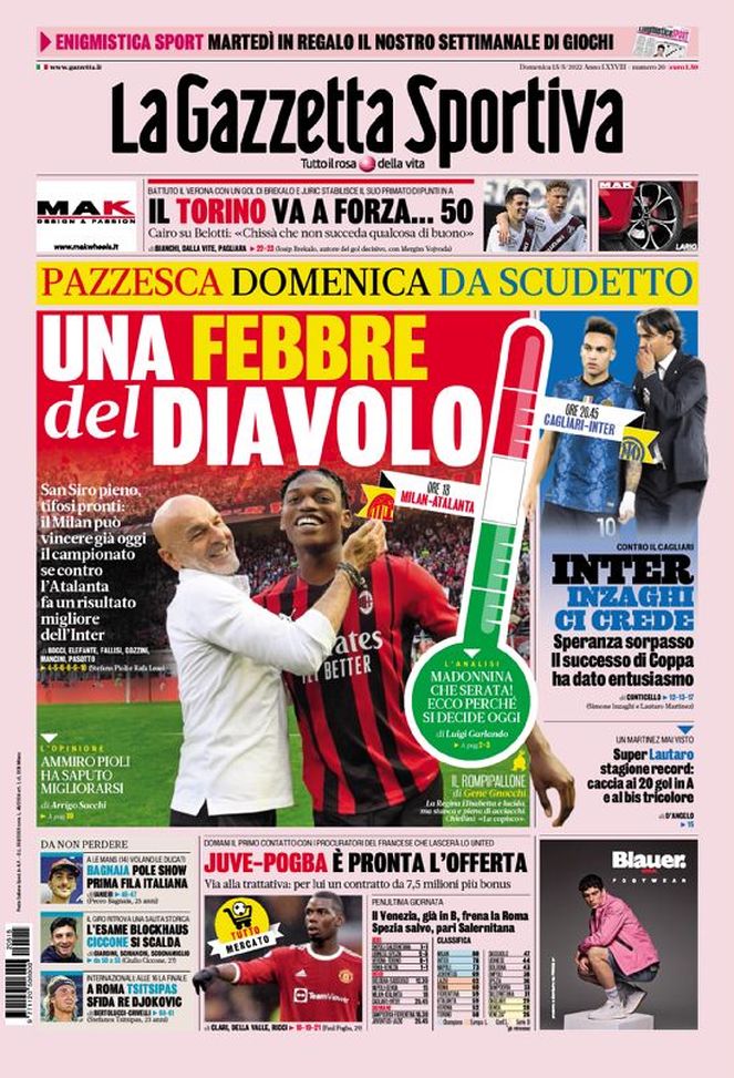Prima Pagina, La Gazzetta dello Sport: “Una febbre del Diavolo. Inter, Inzaghi ci crede” Prima Pagina, La Gazzetta dello Sport: “Una febbre del Diavolo. Inter, Inzaghi ci crede” - immagine 1