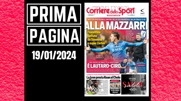Prima pagina Corriere dello Sport: Supercoppa alla Mazzarri