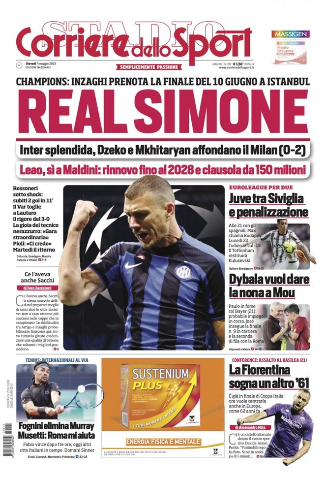 Prima Pagina Corriere dello Sport 11/05/2023
