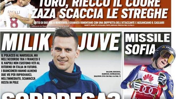 La prima pagina di Tuttosport, in edicola oggi, 23 gennaio 2021 