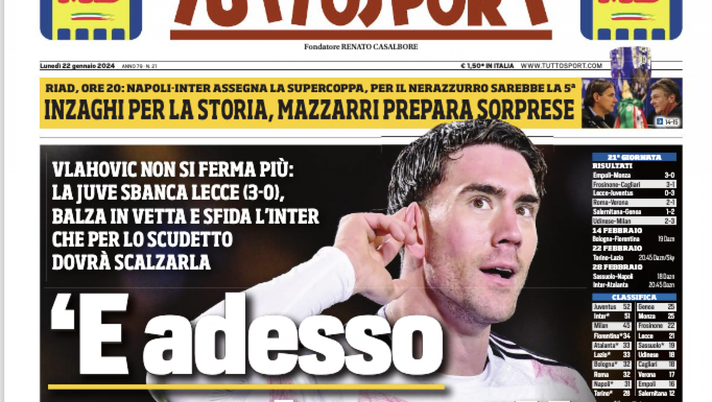 EDICOLA TS – Inzaghi per la storia, Mazzarri prepara sorprese - immagine 1