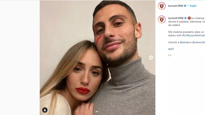Il Torino e la campagna #unrossoallaviolenza: Mandragora e Baselli i testimonial - immagine 1
