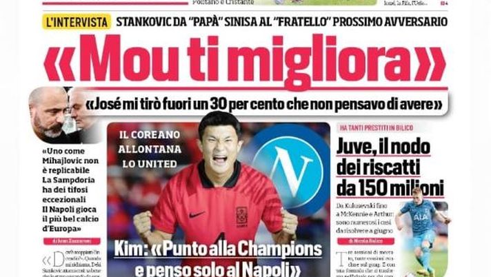 EDICOLA CDS – Stankovic: “Mou ti migliora. Mi tirò fuori un 30% che non pensavo di avere” - immagine 1
