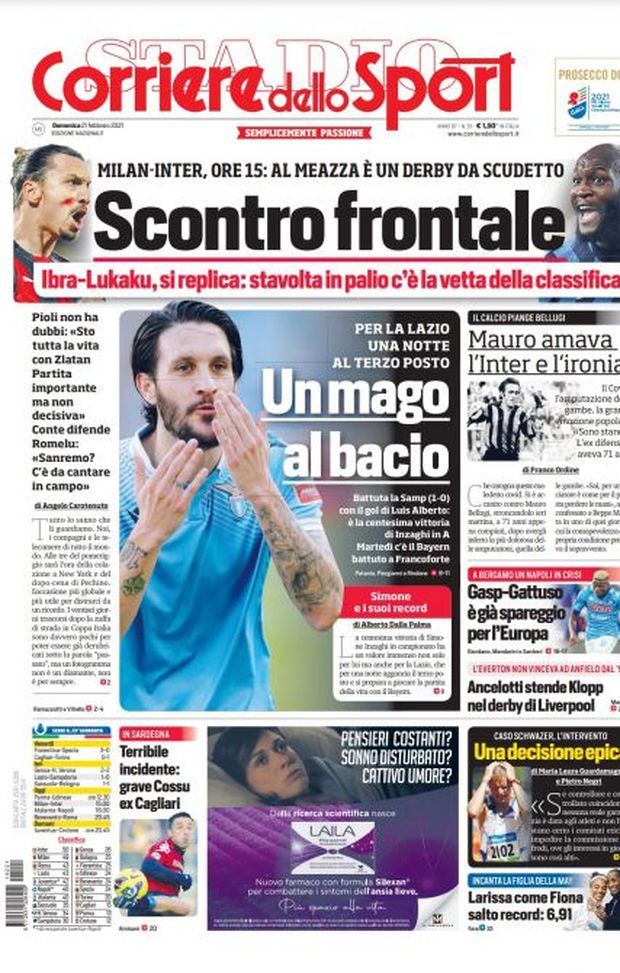Prima Pagina, Corriere dello Sport: “Un mago al bacio. Milan-Inter, scontro frontale”  Prima Pagina, Corriere dello Sport: “Un mago al bacio. Milan-Inter, scontro frontale”